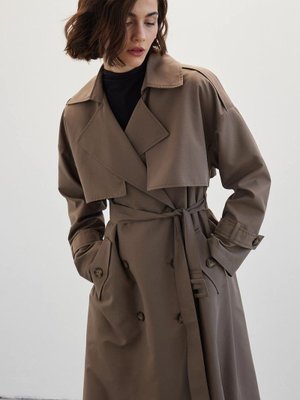 Vizon Düğmeli Kruvaze Trençkot Vizon Düğmeli Kruvaze Trençkot