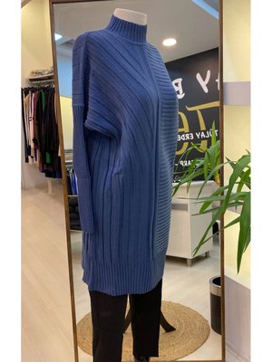 İnvee Asimetrik Cizgili Triko Tunik İndigo