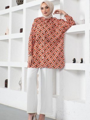 Desenli Gömlek Oranj Desenli Gömlek Oranj