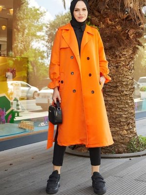 Kruvaze Trençkot Oranj