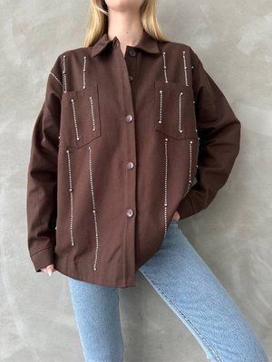 Taş Ceket /taş Detaylı Uzun Çeket