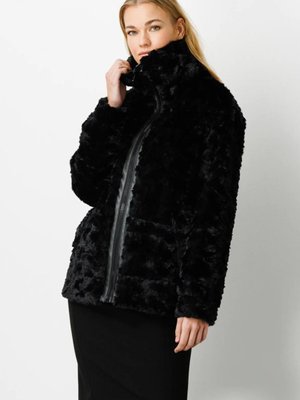 Siyah Fermuarlı Peluş Kaban