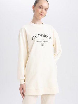 Regular Fit Bisiklet Yaka Baskılı Sweatshirt Tunik