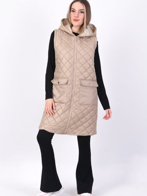 Fermuar Detaylı Uzun Kapitone Yelek Fermuar Detaylı Uzun Kapitone Yelek