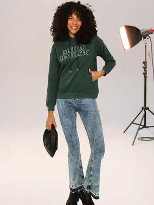 Yeşil Yazı Detaylı Örme Sweatshirt Yeşil Yazı Detaylı Örme Sweatshirt