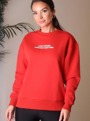 Kırmızı Bisiklet Yaka Sweatshirt