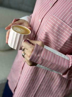 Manşet Detaylı Çizgili Gömlek Pembe Manşet Detaylı Çizgili Gömlek Pembe