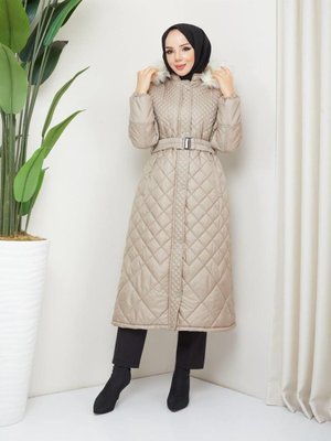 Sarya Büyük Beden Kadın Tesettür İçi Astarlı Araboy Şişme Mont