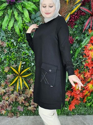 Kadın Cep Ve Taş Detaylı Tesettür Tunik