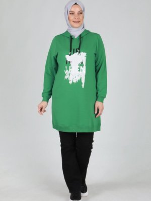 Benetton Büyük Beden Yaldız Baskılı Spor Tunik