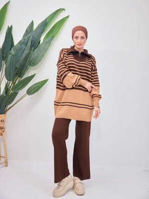 Kahverengi Triko İkili Takım
