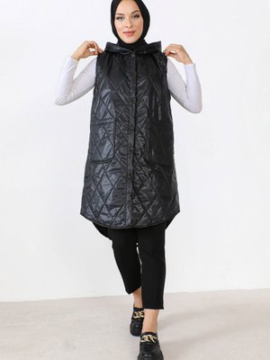 Önden Düğmeli Yelek Siyah