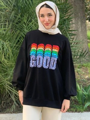 Siyah Good Pullu Sweat Siyah Good Pullu Sweat