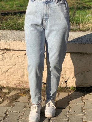 Açık Mavi Beli Lastikli Mom Jean