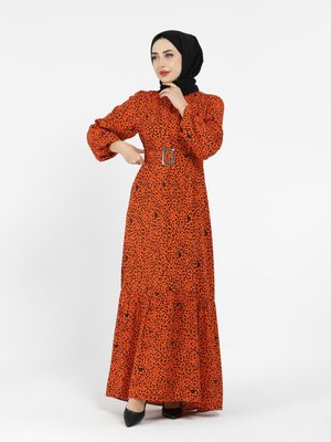 Li Desenli Elbise Oranj Sevit Li Desenli Elbise Oranj Sevit
