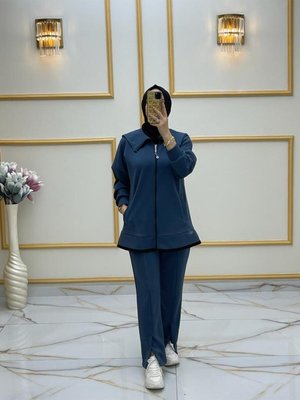 İndigo Pamuklu Scuba Takım