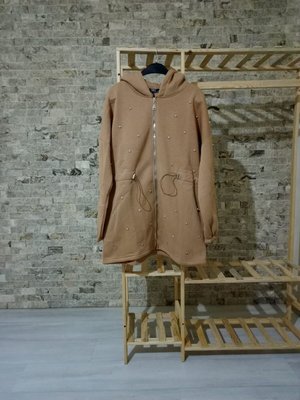 Üç İplik Şardonlu Beli Büzgülü Taşlı Hırka