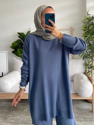 Anje Triko Tunik İndigo Mavi