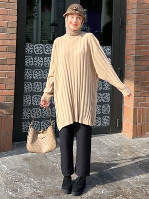 Sütlü Kahve Triko Tunik