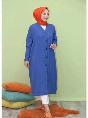 Boydan Düğmeli Uzun Hırka