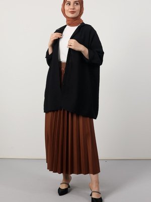 Astarsız Pileli Etek Kahve Astarsız Pileli Etek Kahve