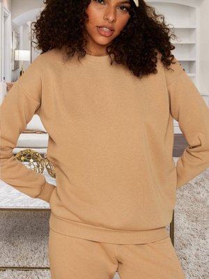 Sütlü Kahverengi Şardonlu Basic Örme Sweatshirt Sütlü Kahverengi Şardonlu Basic Örme Sweatshirt