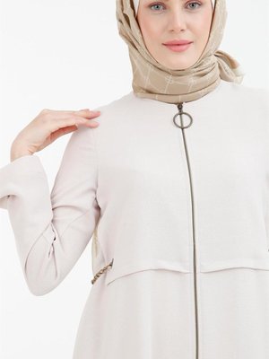 Boydan Fermuarlı Pardesü Taş