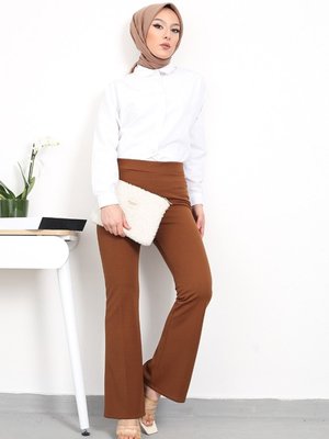 Aren Ispanyol Paça Pantolon Kahve