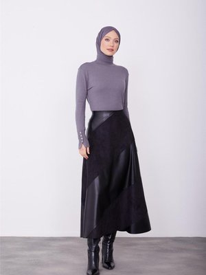 Deri, Kesikli Etek Siyah