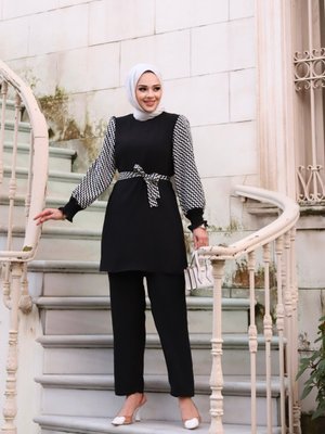 Şerit Desenli Aerobin Kumaş İkili Alt Üst Takım