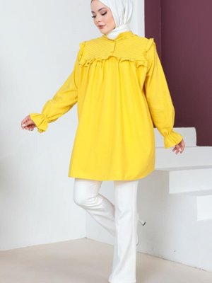 Fırfır Detaylı Gömlek Sarı Fırfır Detaylı Gömlek Sarı
