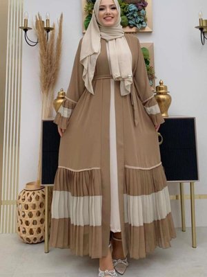 Vizon Kol Ve Etek Ucu Pilise Detaylı Volanlı Abaya T