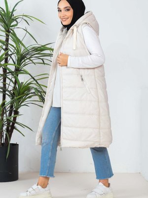 Taş Kapüşonlu Fermuarlı Astarlı Şişme Yelek Taş Kapüşonlu Fermuarlı Astarlı Şişme Yelek