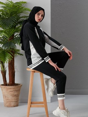 Love Baskılı İkili Takım Siyah