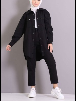 Çift Cepli Çıtçıtlı Oversize Gabardin Gömlek Çift Cepli Çıtçıtlı Oversize Gabardin Gömlek