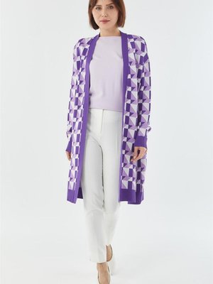 Geometrik Desenli Mor Rayon Hırka Geometrik Desenli Mor Rayon Hırka