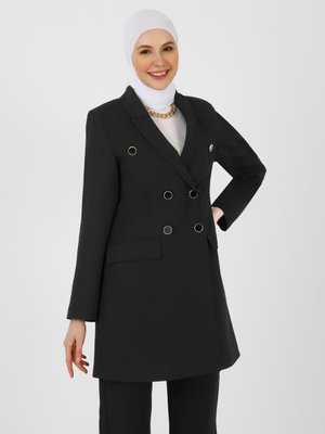 Düğme Detaylı Blazer Ceket Siyah