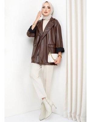 Kahverengi Suni Deri Ceket Kahverengi Suni Deri Ceket