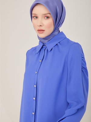 Büzgü Detaylı Gömlek Morcivert