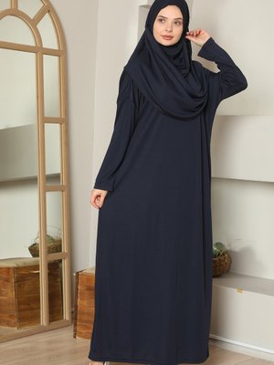 Kolay Giyilebilen Tek Parça Namaz Elbisesi Lacivert