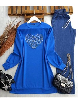 Kalp Gofre Baskılı Tunik