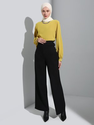 Yağ Yeşili Bisiklet Yaka Basic Şık Tunik