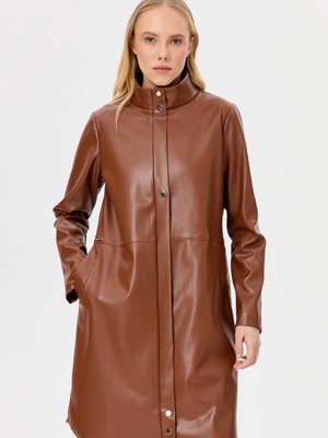 İçi Nubuk Kaplı Deri Ceket Mont Taba