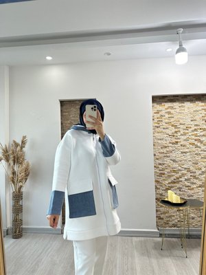 Denim Detaylı Sweat Hırka