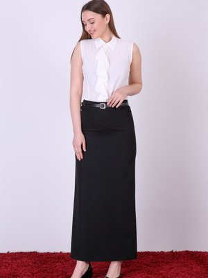 Mevsimlik Kapalı Yırtmaç Detaylı Kemerli  etek Mevsimlik Kapalı Yırtmaç Detaylı Kemerli  etek