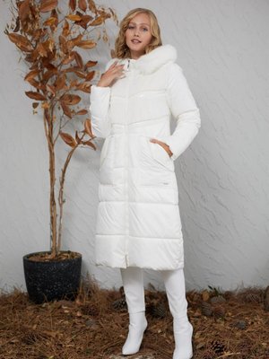 Rugan Şeritli Kürklü Kaban Ekru