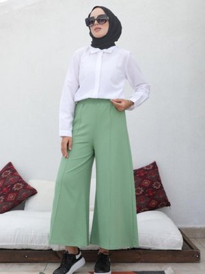 Geniş Paça Pantolon Yeşil