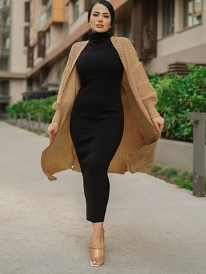 Balon Kol Uzun Boy Hırka Selanki Örme Balon Kol Uzun Boy Hırka Selanki Örme