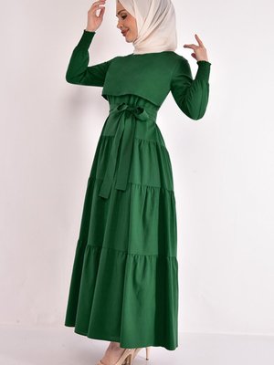 Kuşaklı Elbise Zümrüt Kuşaklı Elbise Zümrüt