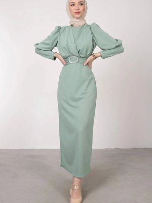 Kalem Taş Tokalı Kuşaklı Abiye Elbise